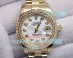 Replica Rolex Datejust White Diamond Face Gold Case Watch